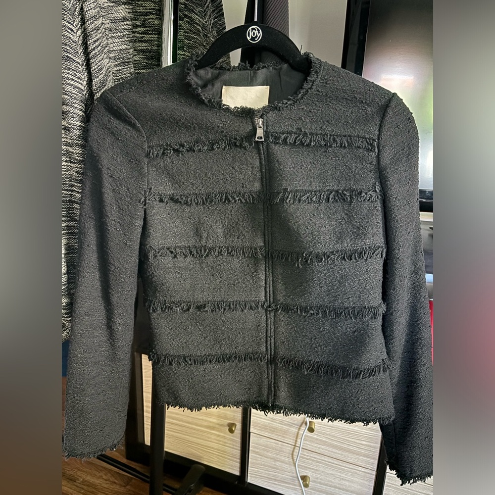 Rebecca Taylor black zip blazer jacket size 2 like new